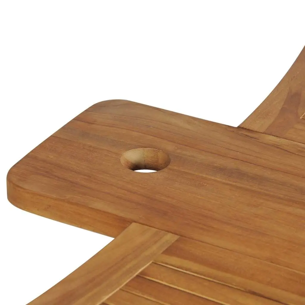 Folding Bar Table Outdoor Garden Teak Wood with Parasol Hole and Bottle Holder