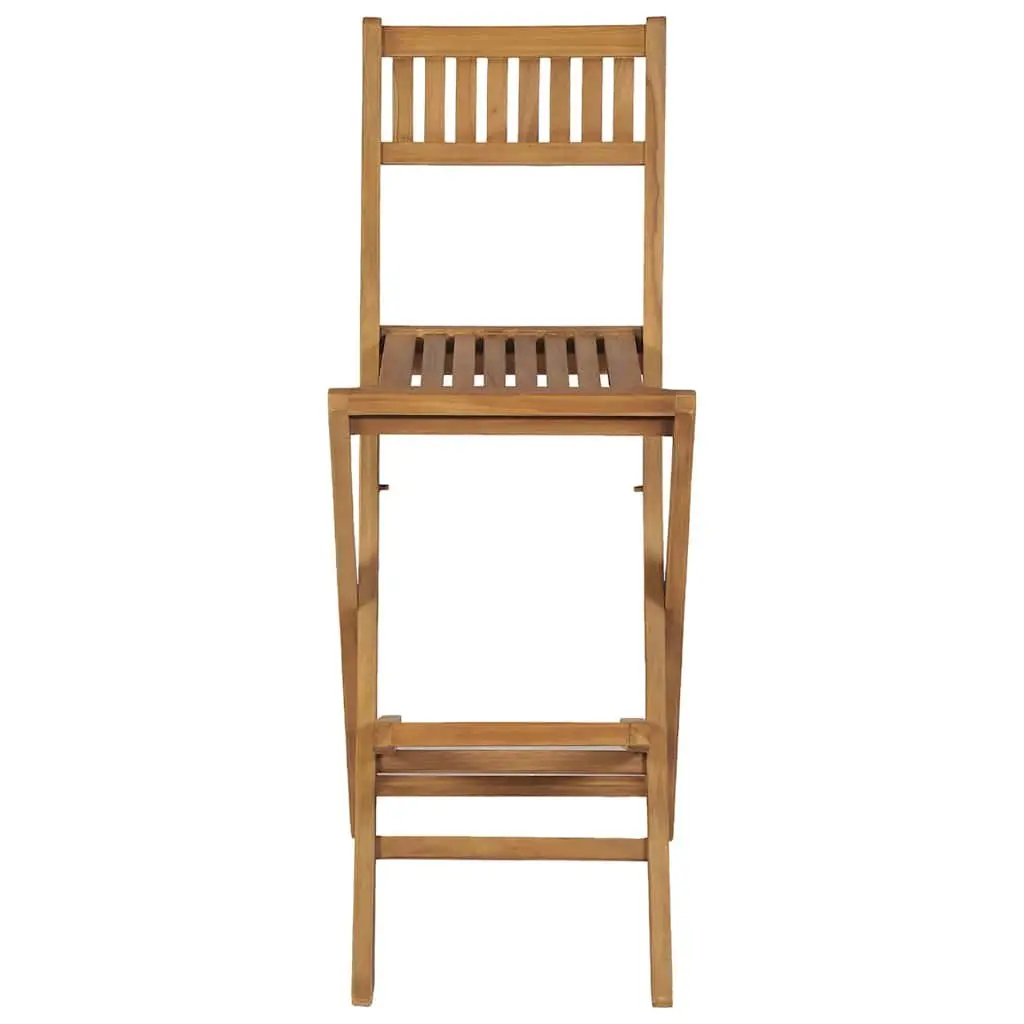 Folding Outdoor Bar Stools Set of 2 Garden Seating Brown Teak Wood