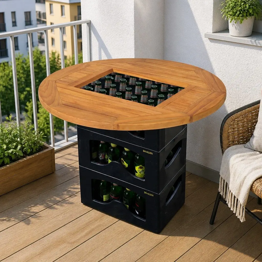 Beer Crate Tabletop Brown 70cm Portable Party Table Accessory Outdoor Camping