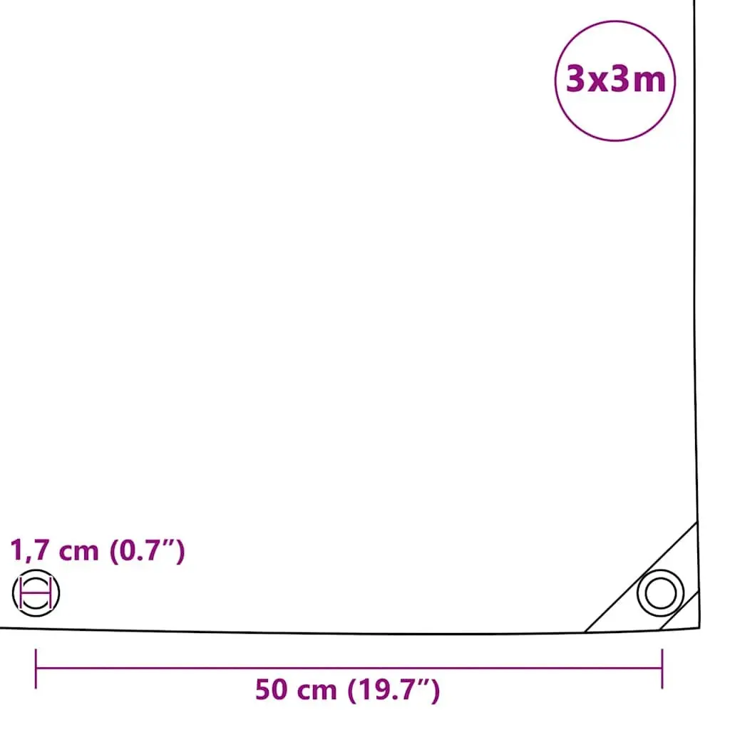 3x3m Grey Heavy-Duty Canvas Tarp