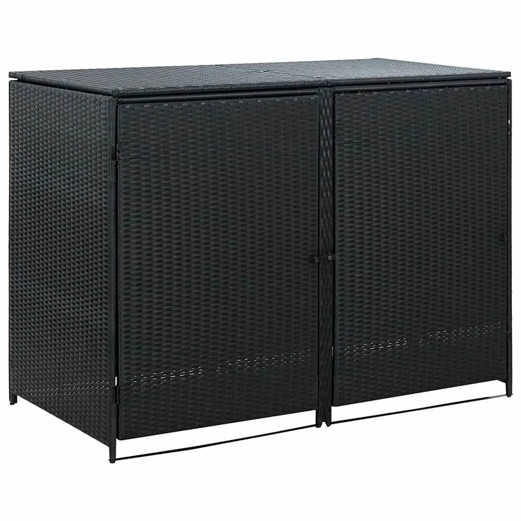Double Wheelie Bin Shed Storage Box Outdoor Garden Black 148x80x111cm