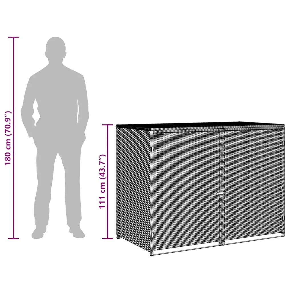 Double Wheelie Bin Shed Storage Box Outdoor Garden Black 148x80x111cm