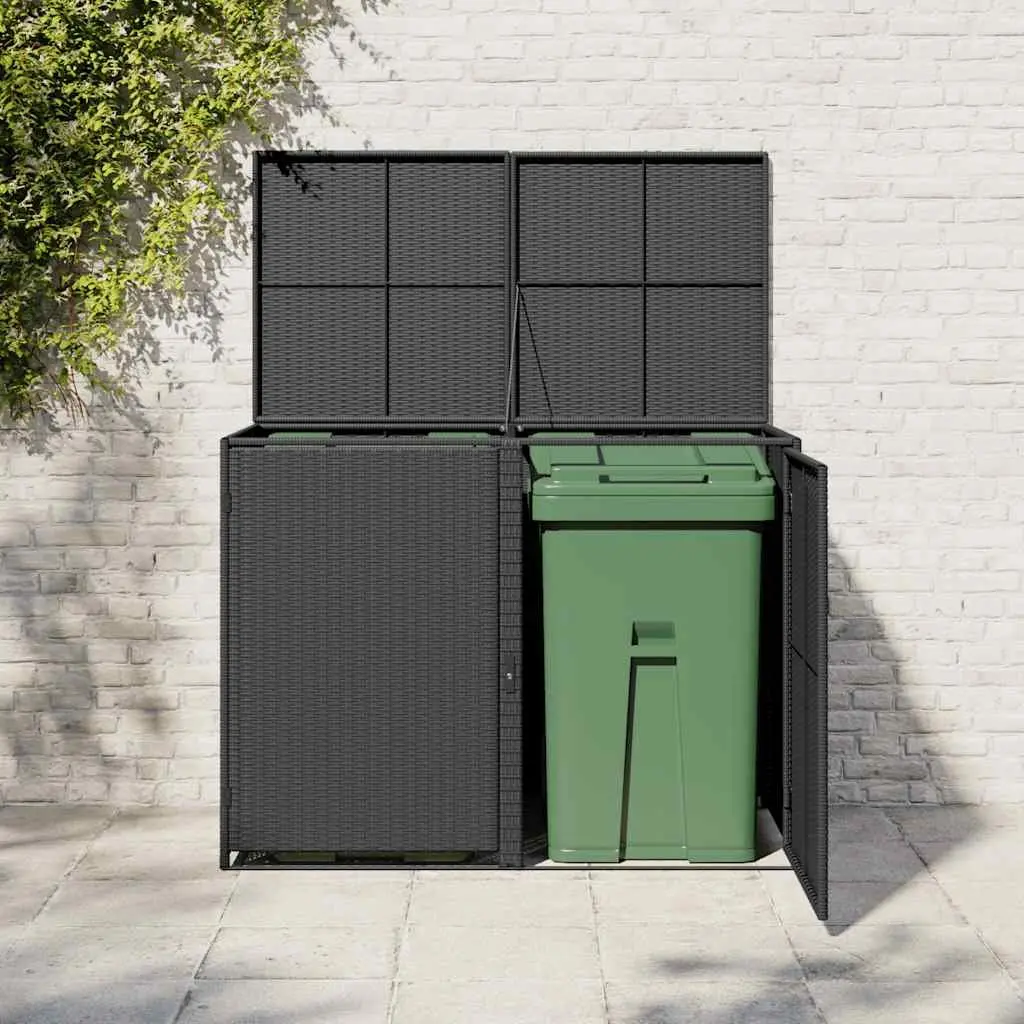 Double Wheelie Bin Shed Storage Box Outdoor Garden Black 148x80x111cm