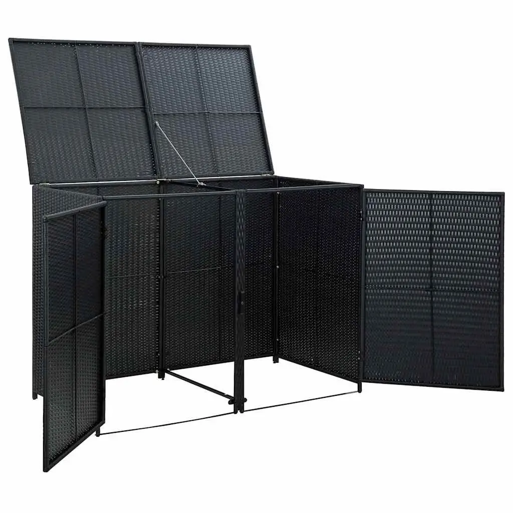 Double Wheelie Bin Shed Storage Box Outdoor Garden Black 148x80x111cm