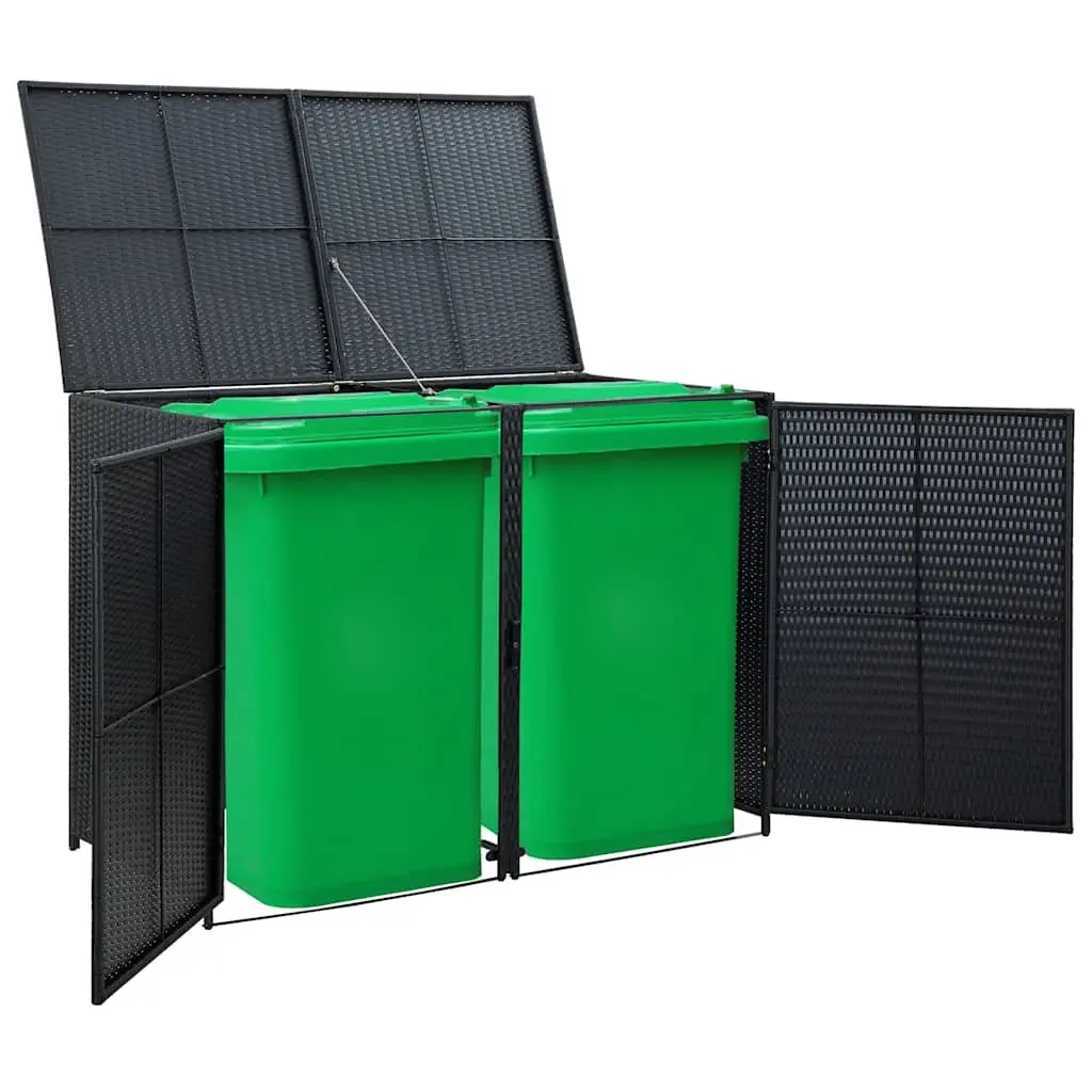 Double Wheelie Bin Shed Storage Box Outdoor Garden Black 148x80x111cm
