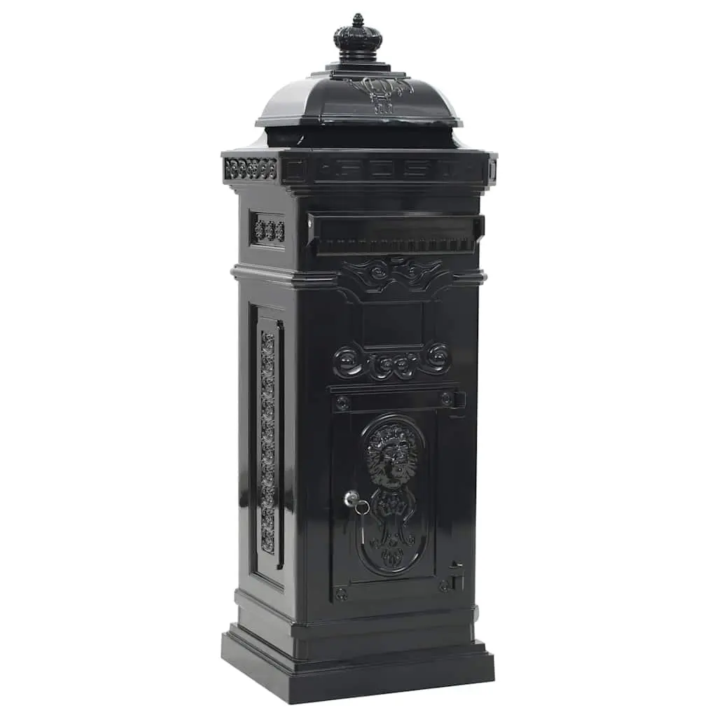 Vintage Black Pillar Letterbox