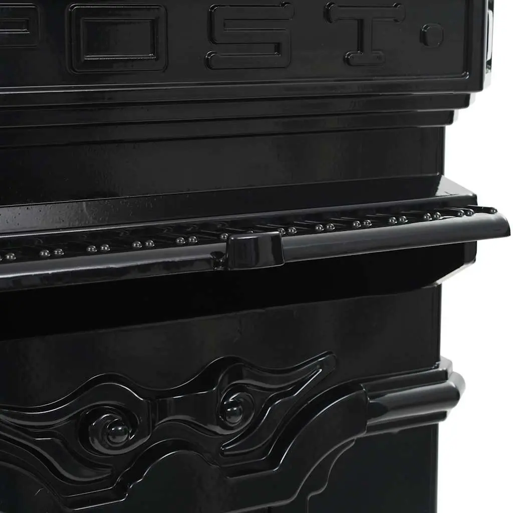 Vintage Black Pillar Letterbox
