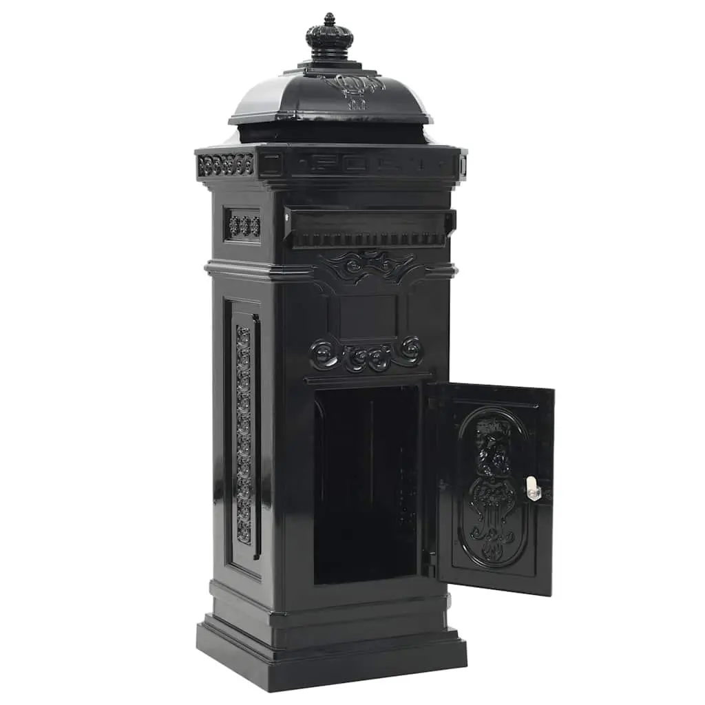 Vintage Black Pillar Letterbox
