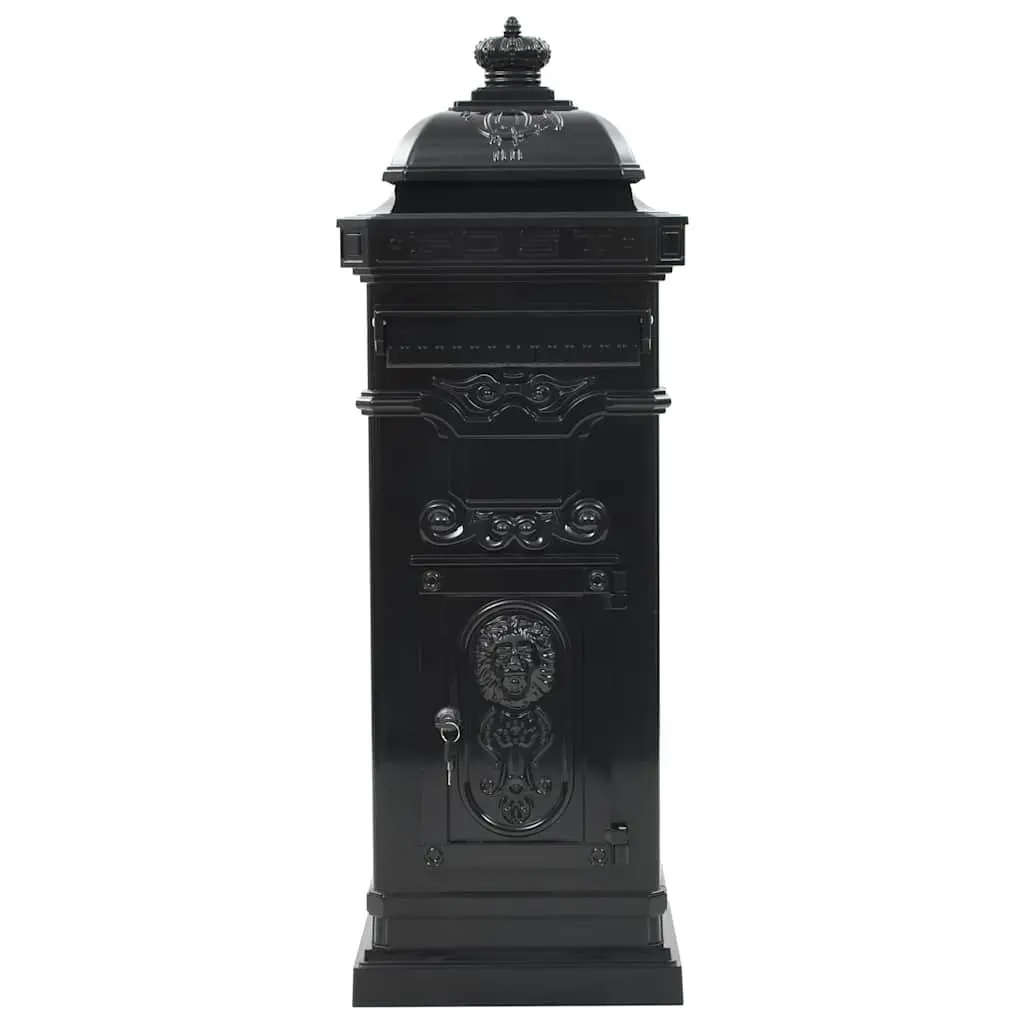 Vintage Black Pillar Letterbox