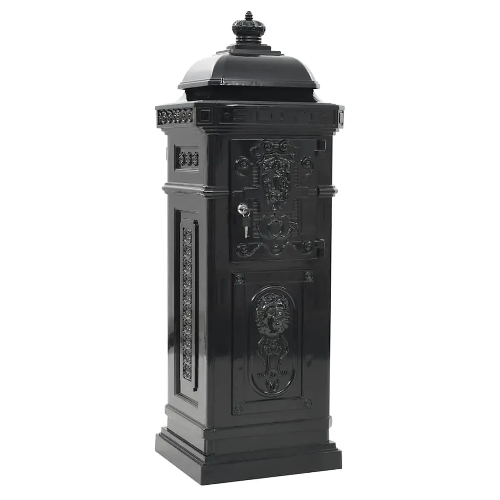 Vintage Black Pillar Letterbox