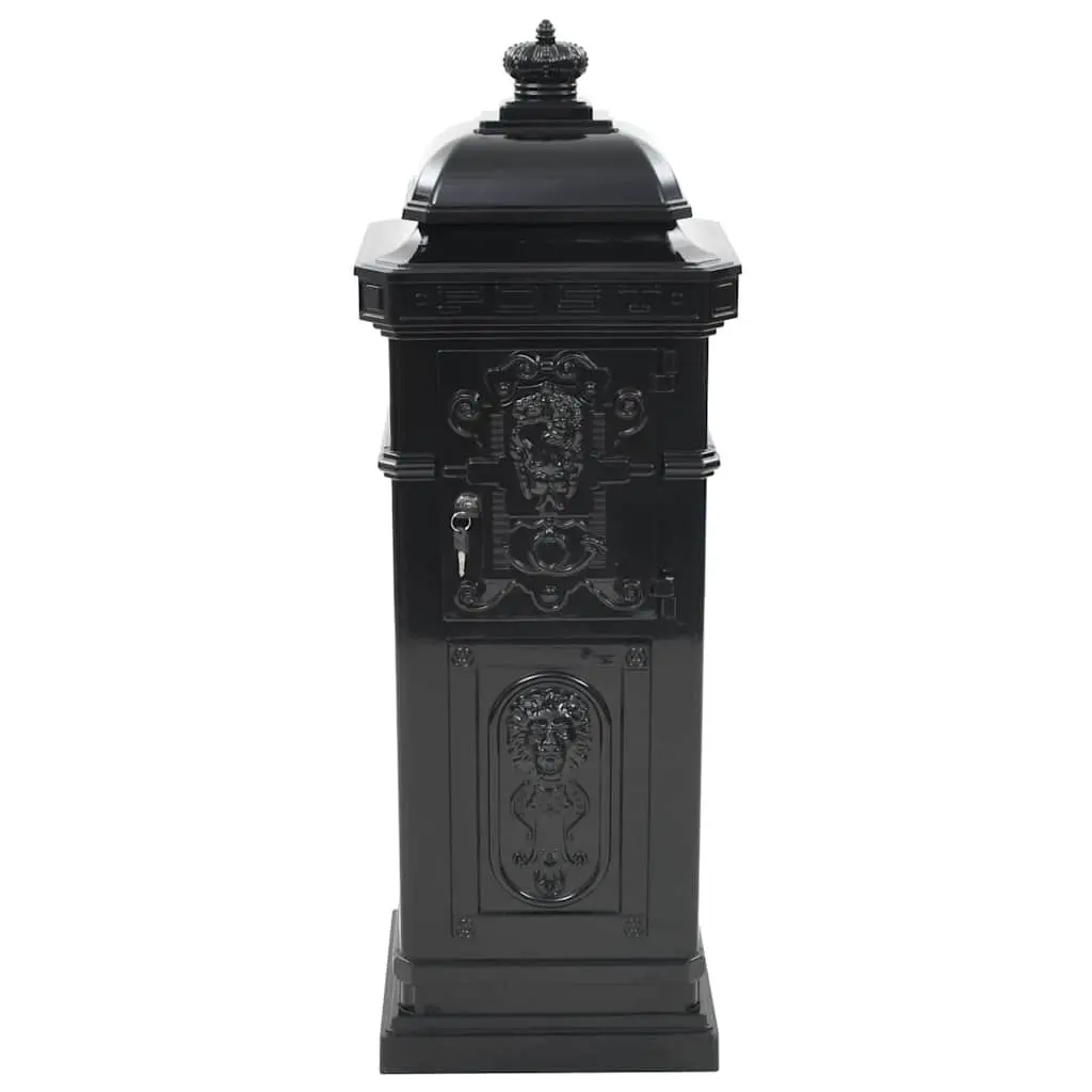 Vintage Black Pillar Letterbox