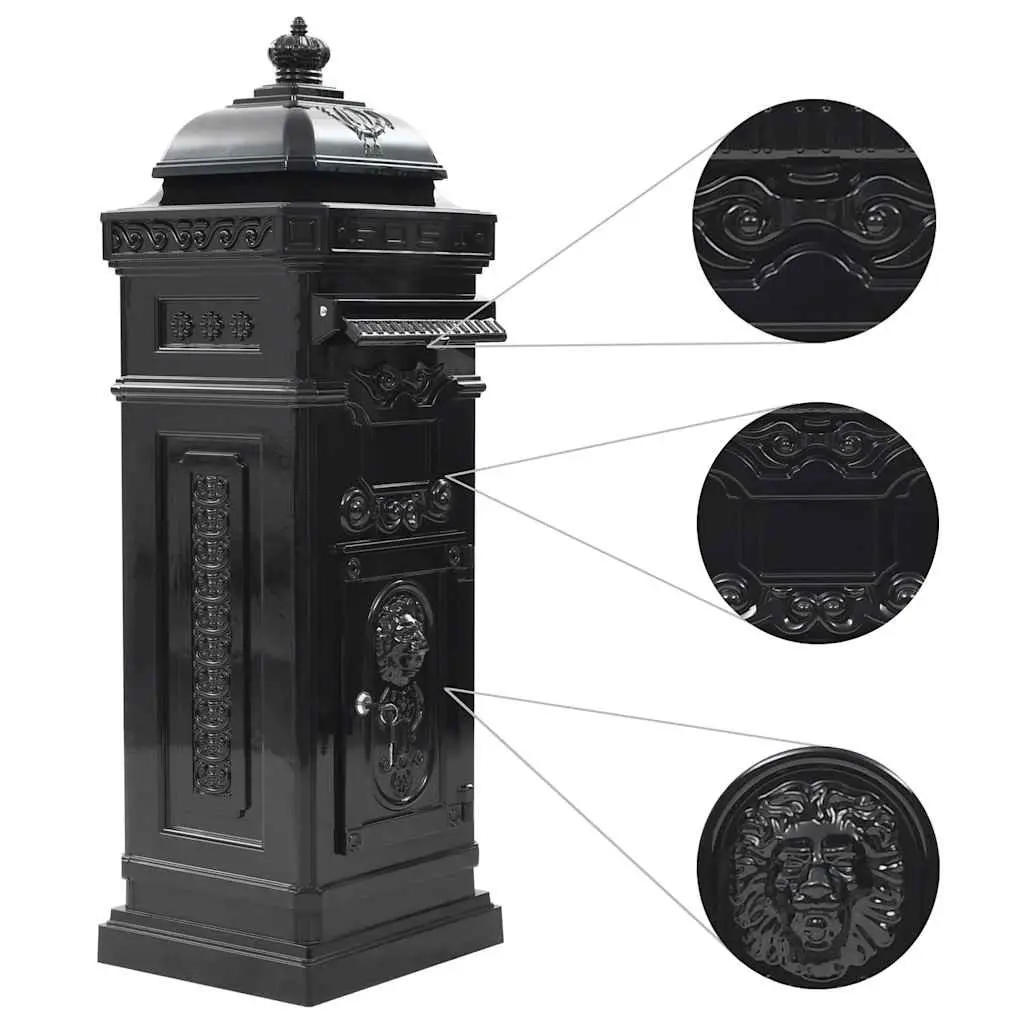 Vintage Black Pillar Letterbox