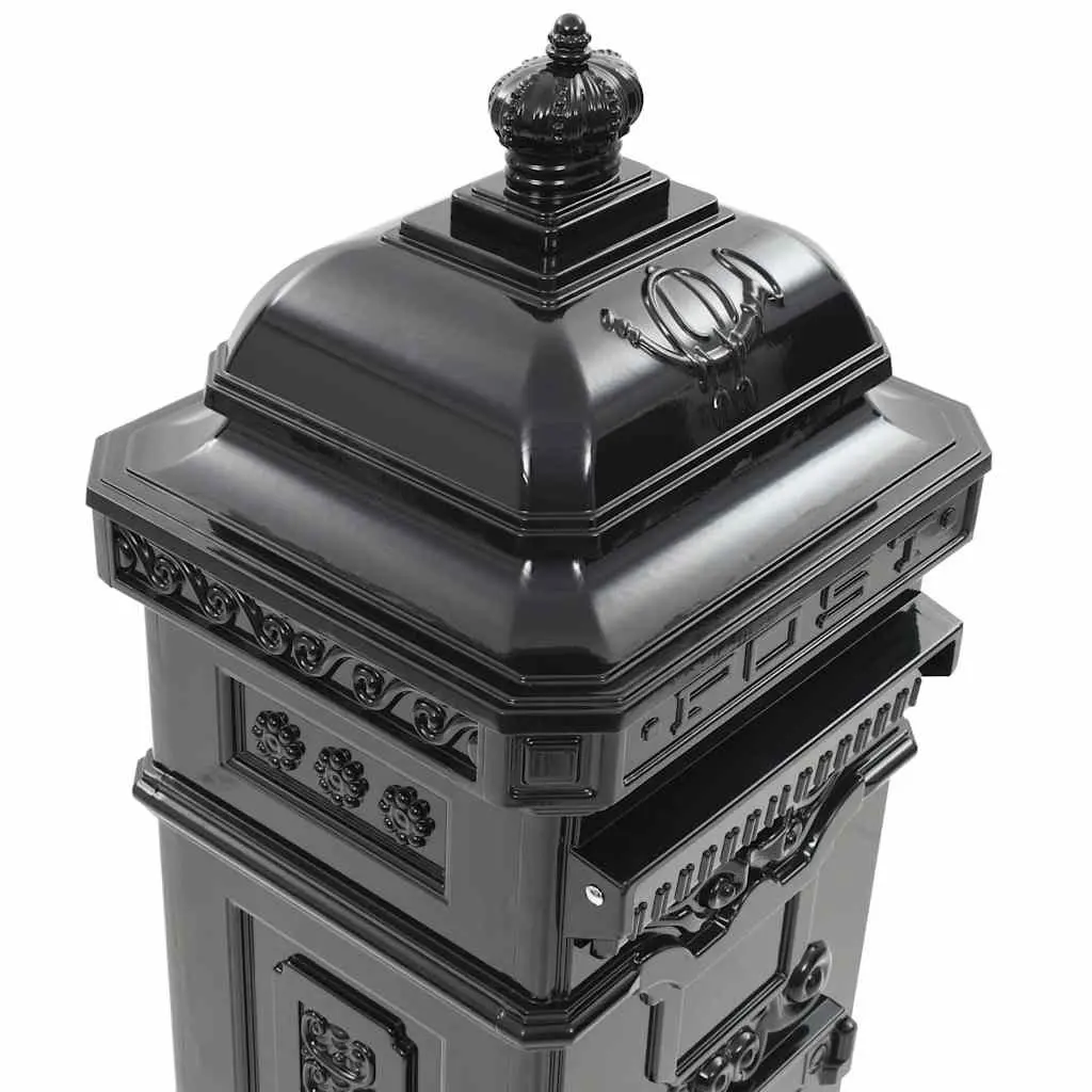 Vintage Black Pillar Letterbox