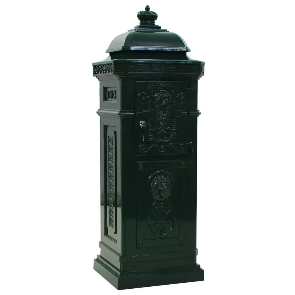 Pillar Letterbox Vintage Style Antique Garden Mailbox Post Box Green Outdoor