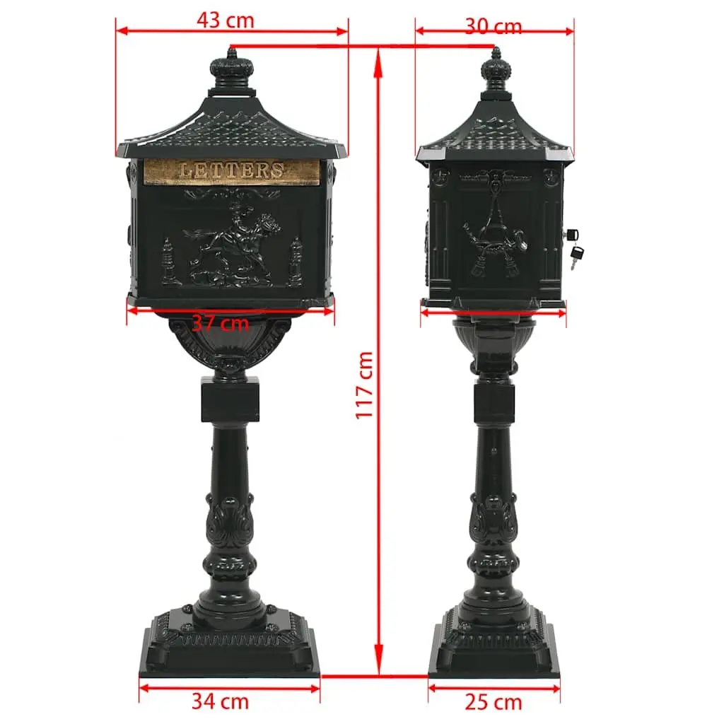 Pedestal Letterbox Vintage Style Garden Mail Post Box Green Outdoor