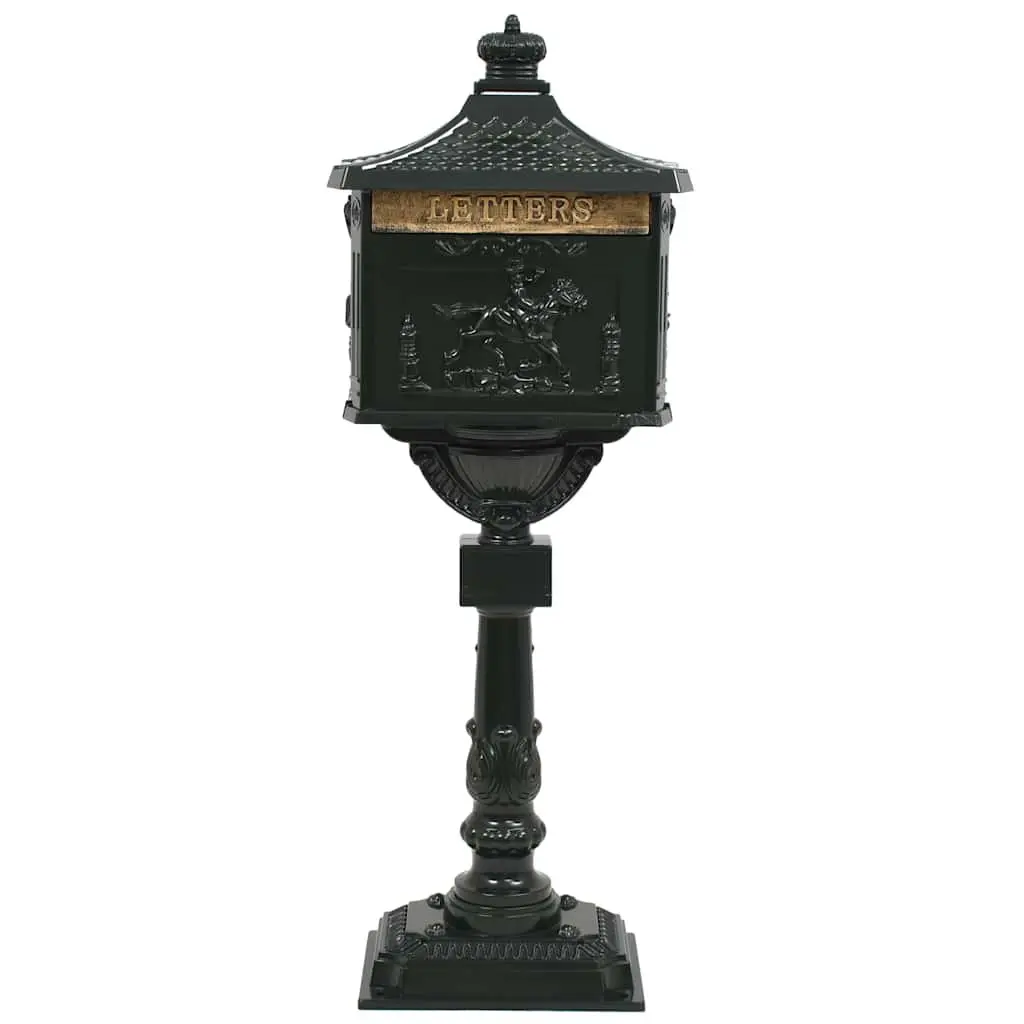 Pedestal Letterbox Vintage Style Garden Mail Post Box Green Outdoor
