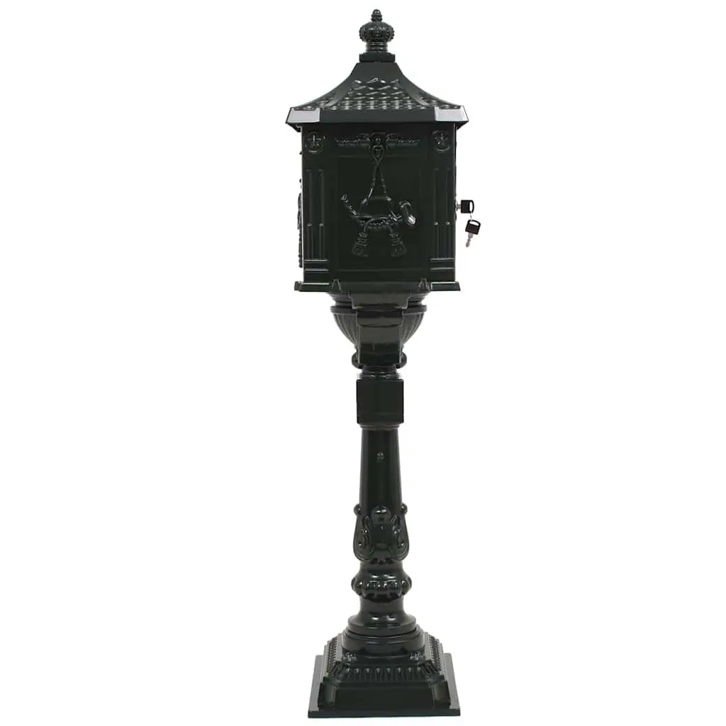 Pedestal Letterbox Vintage Style Garden Mail Post Box Green Outdoor