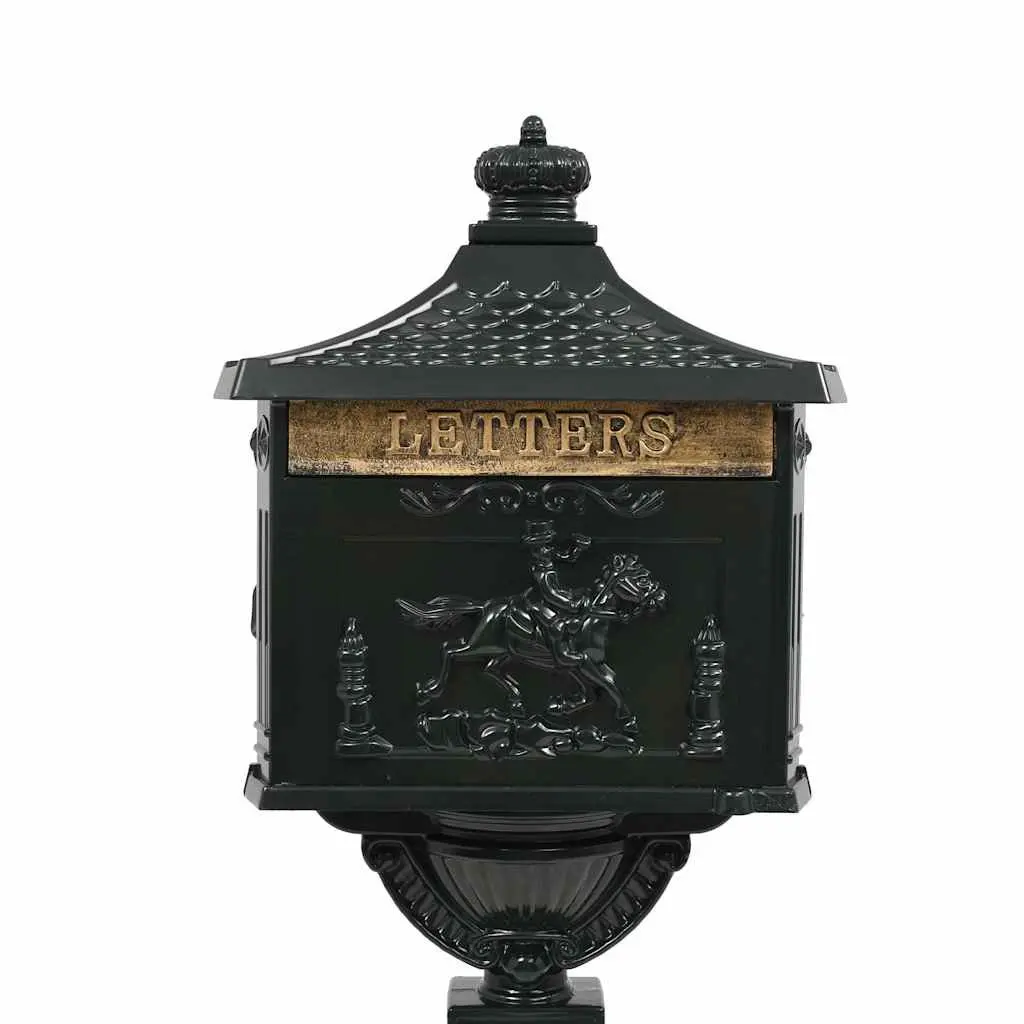 Pedestal Letterbox Vintage Style Garden Mail Post Box Green Outdoor