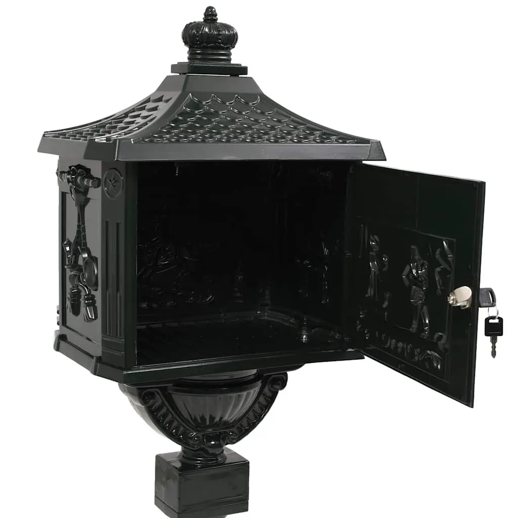 Pedestal Letterbox Vintage Style Garden Mail Post Box Green Outdoor