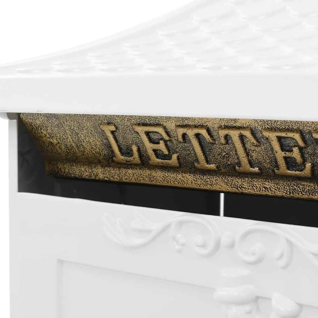 Pedestal Letterbox Outdoor Vintage Style White Cast Aluminium