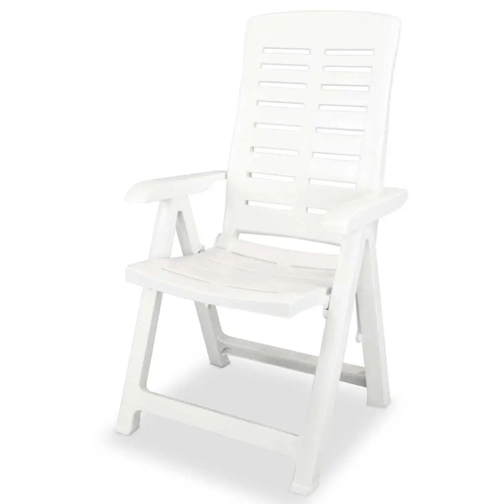 Outdoor Reclining Chair Set 2 Pcs White Garden Patio Folding Lightweight