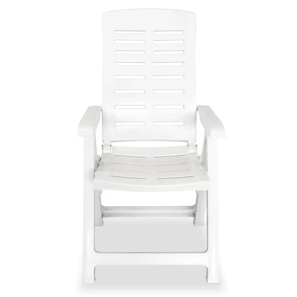 Outdoor Reclining Chair Set 2 Pcs White Garden Patio Folding Lightweight