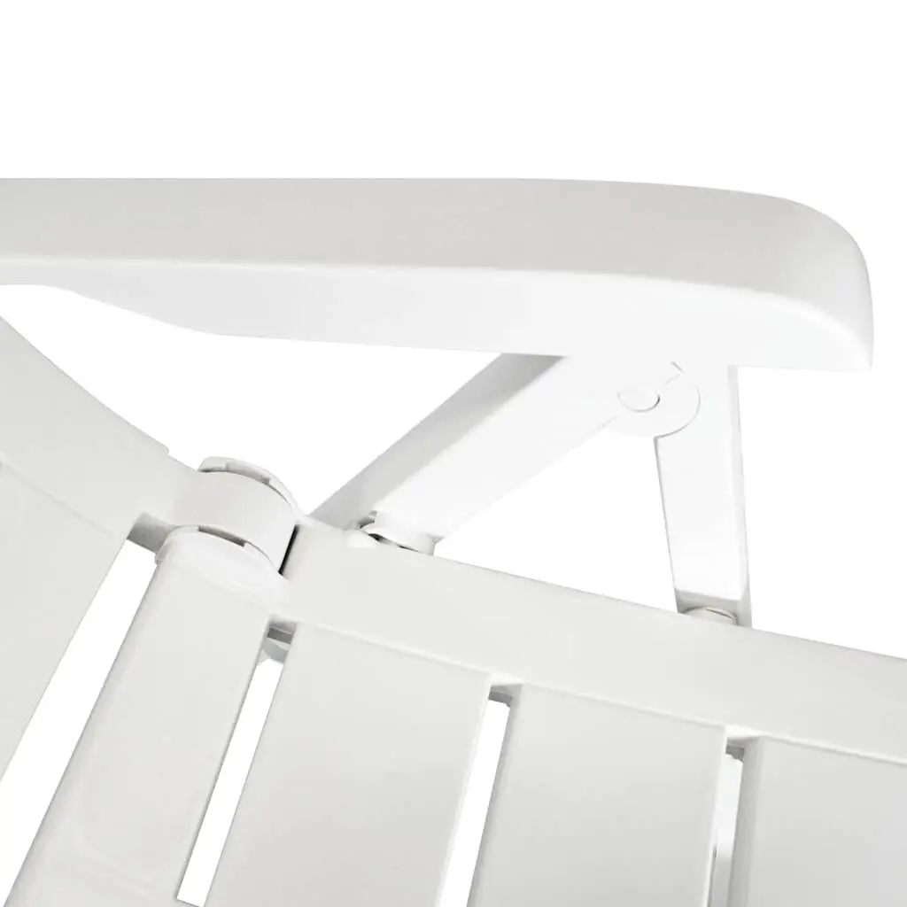 Outdoor Reclining Chair Set 2 Pcs White Garden Patio Folding Lightweight