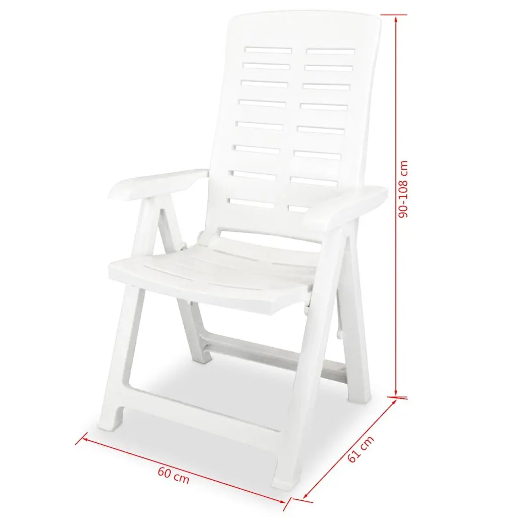 Outdoor Reclining Chair Set 2 Pcs White Garden Patio Folding Lightweight