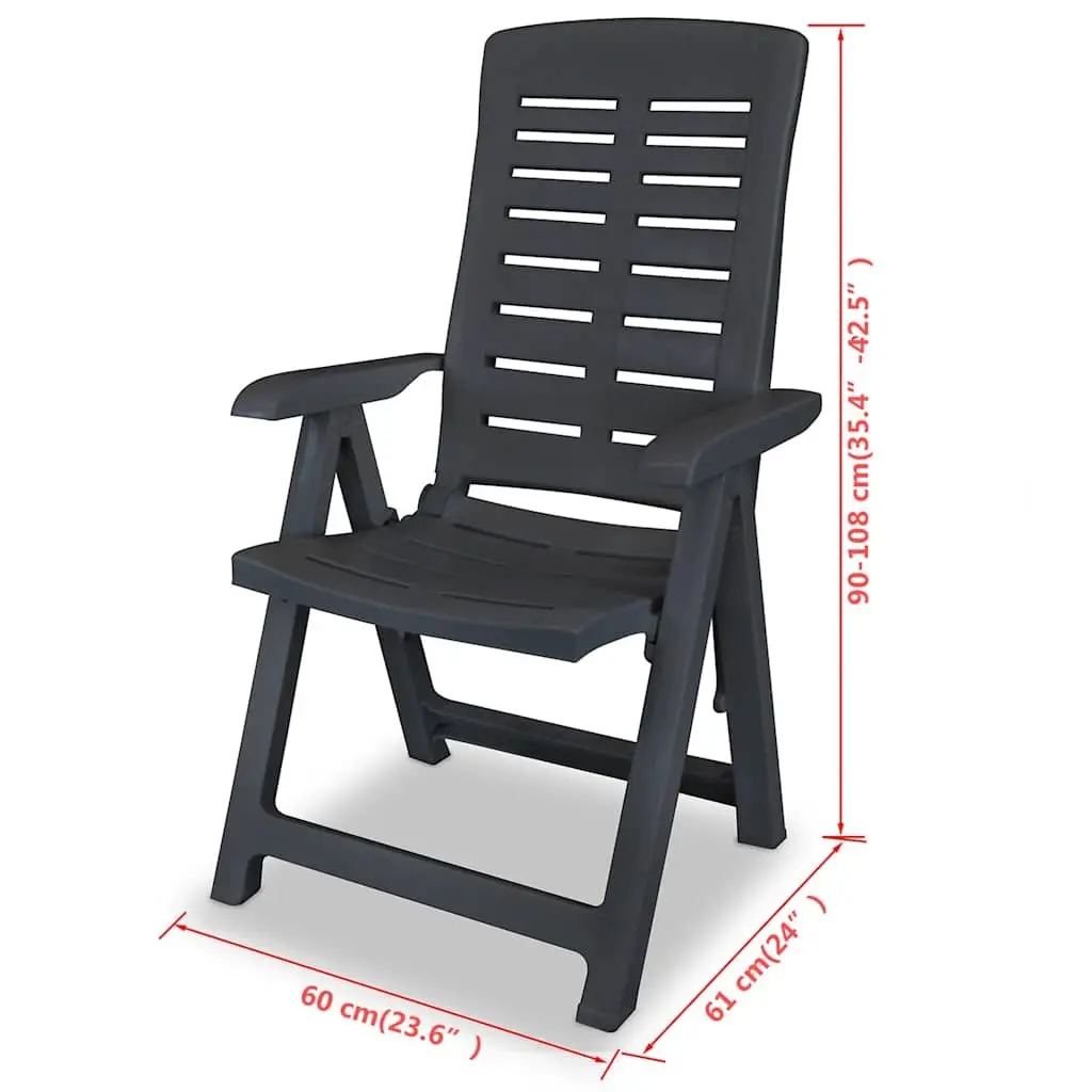 Reclining Garden Chairs for Outdoor Use 2 pcs Lightweight Folding Plastic