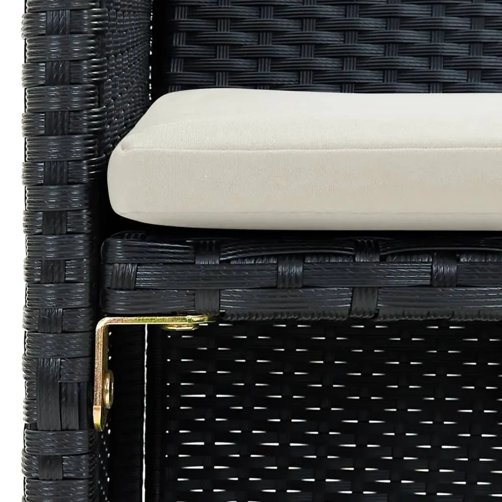 Black Rattan 2-Seater Sofa for Outdoor Garden and Patio with Removable Cushions
