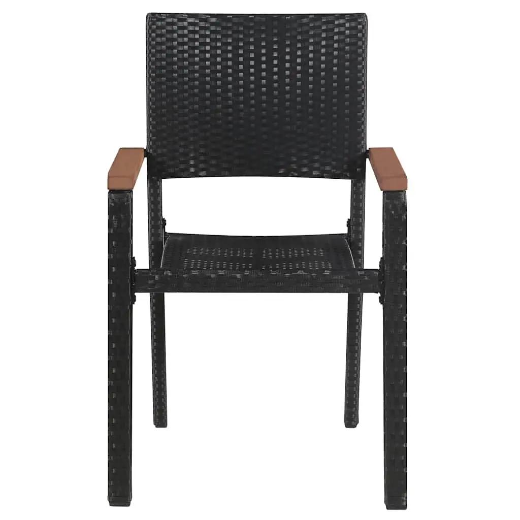 Outdoor Chairs for Garden Patio Seating 2 Piece Black Poly Rattan