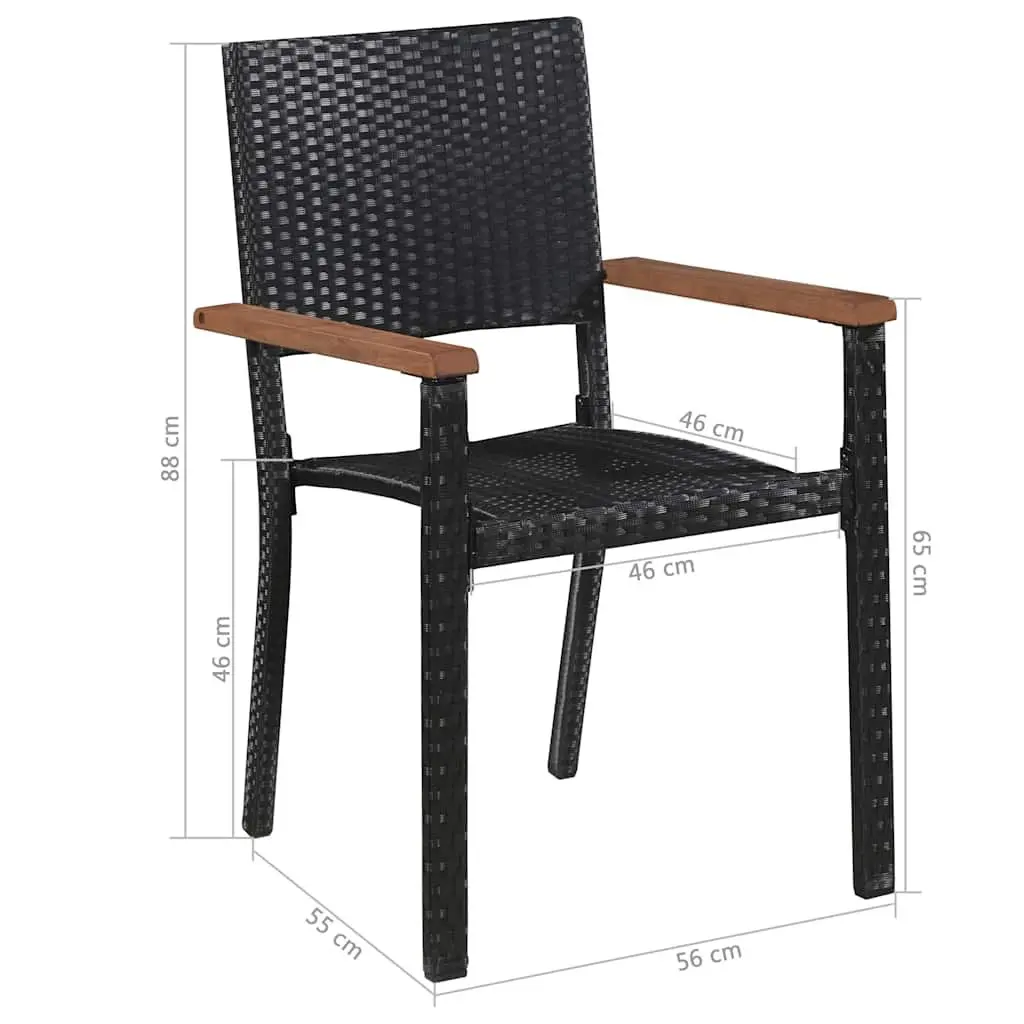 Outdoor Chairs for Garden Patio Seating 2 Piece Black Poly Rattan