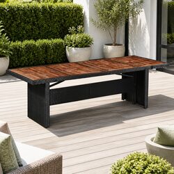 Garden Dining Table Specs: 240x90x74cm Poly Rattan
