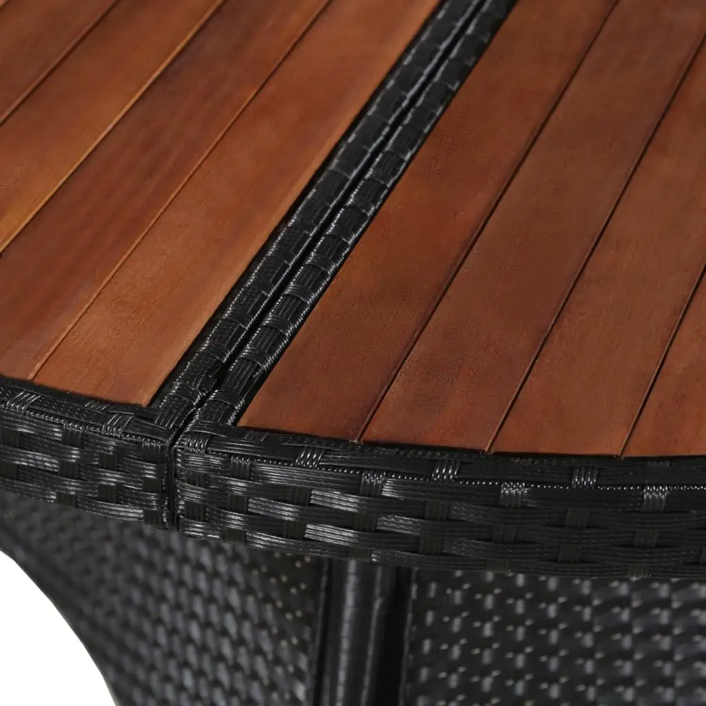 Outdoor Dining Table 115x74cm PE Rattan Acacia Wood Garden Furniture Brown