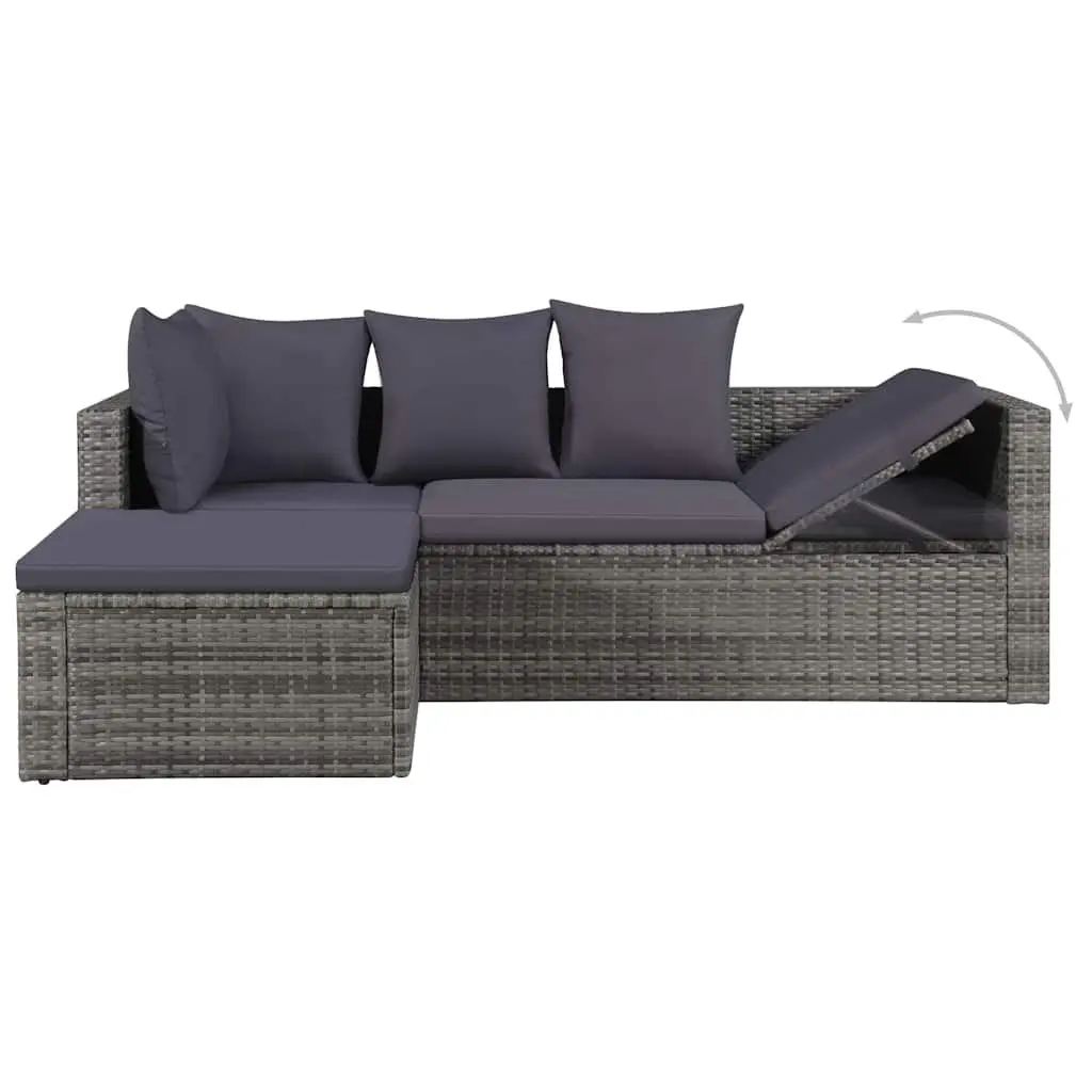 4 Piece Outdoor Garden Lounge Set for Patio Grey