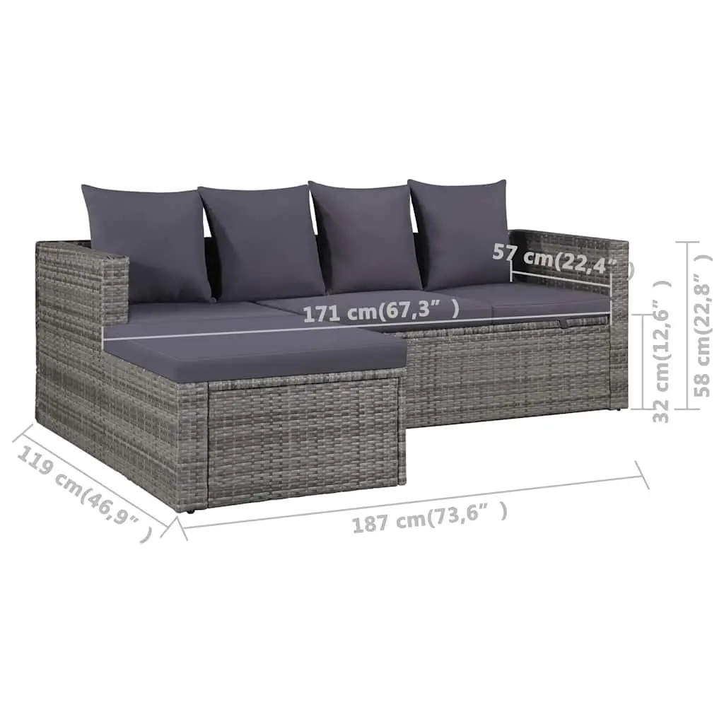 4 Piece Outdoor Garden Lounge Set for Patio Grey