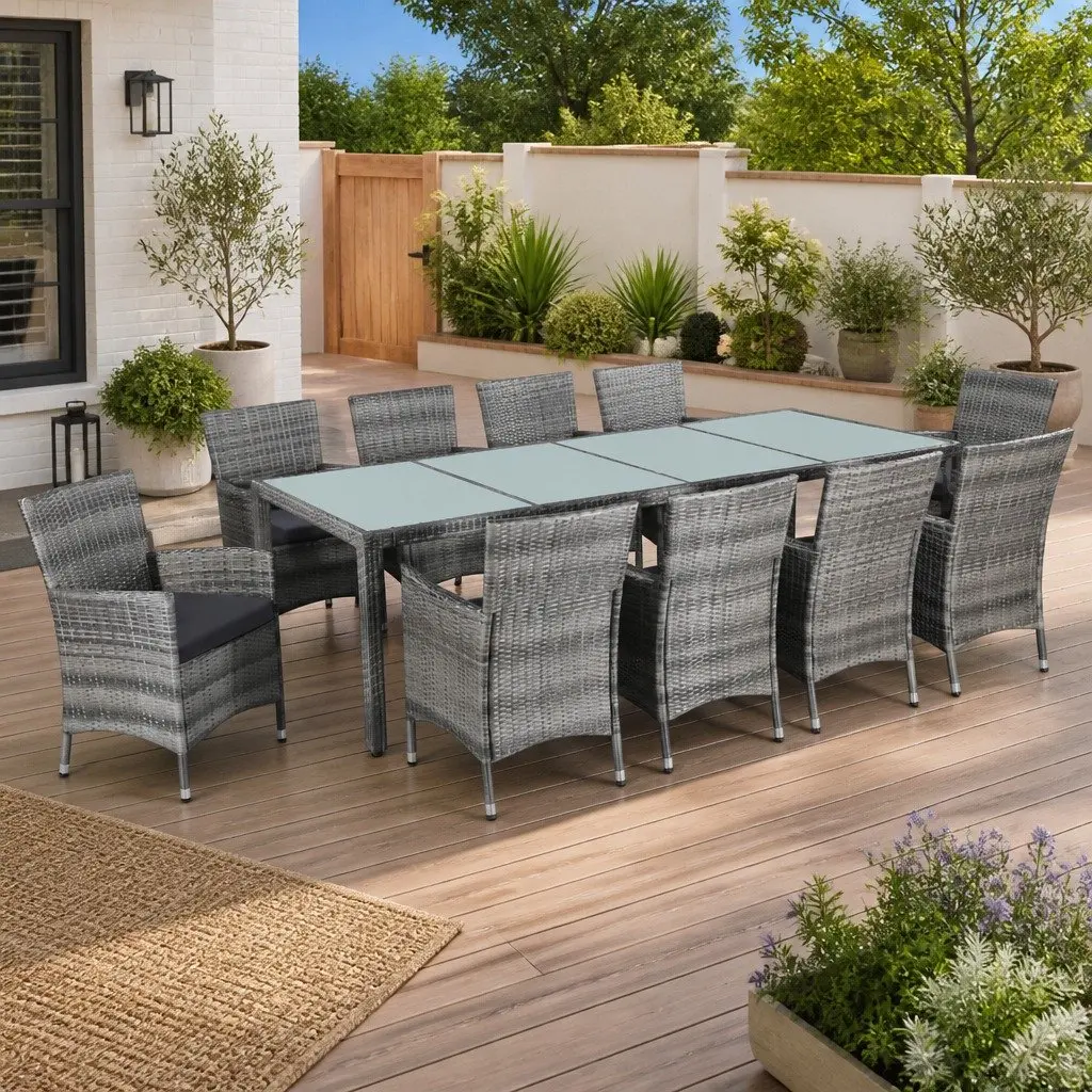 Outdoor Dining Set 11 Piece Garden Furniture for Patio and Al Fresco Dining Grey