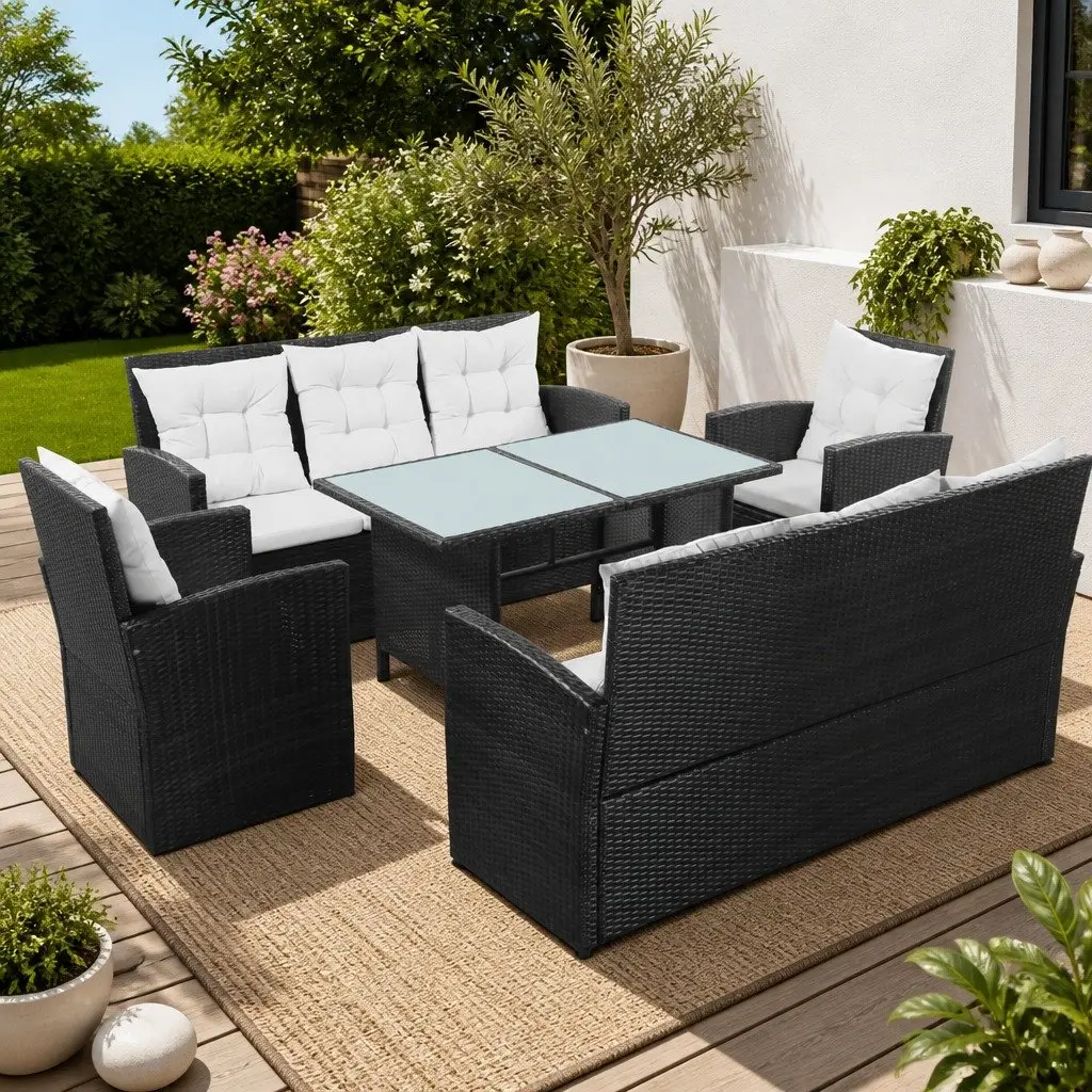 5 Piece Garden Lounge Set Outdoor Patio Black