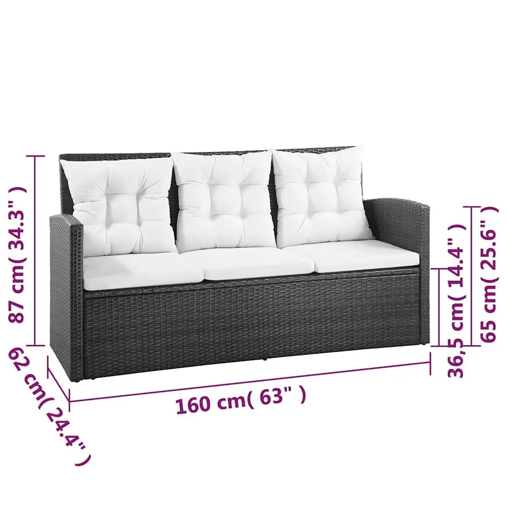 5 Piece Garden Lounge Set Outdoor Patio Black