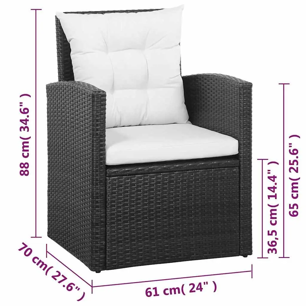 5 Piece Garden Lounge Set Outdoor Patio Black