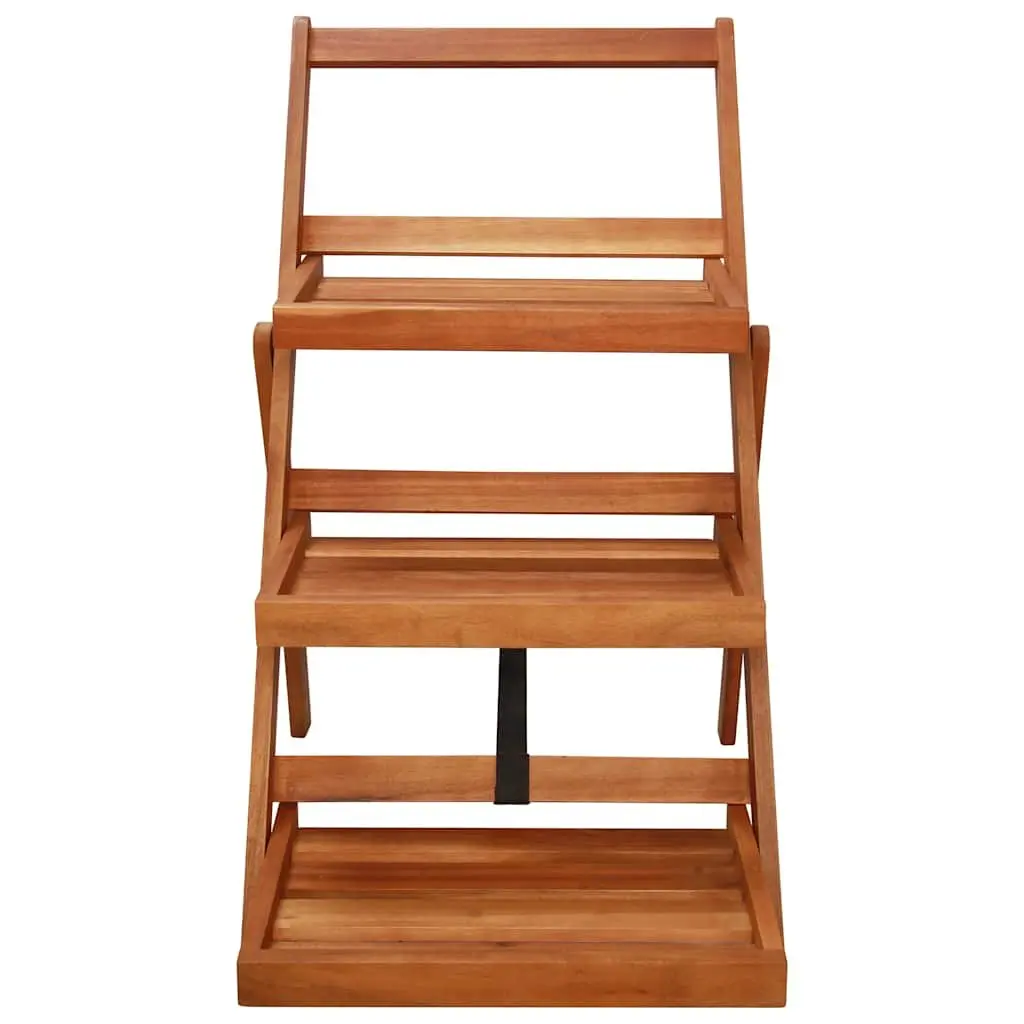 3-Tier Plant Stand Wooden Shelf Display Rack Foldable Garden Home Decor Brown