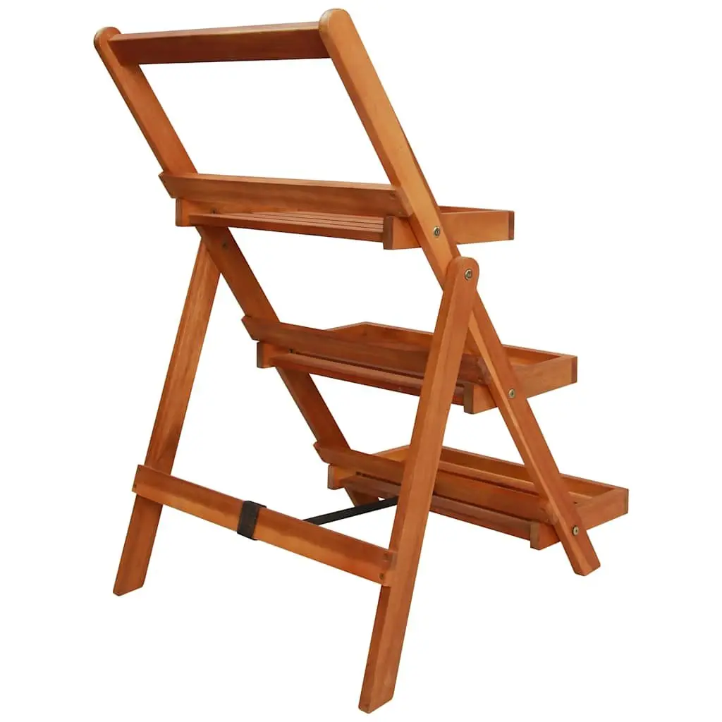 3-Tier Plant Stand Wooden Shelf Display Rack Foldable Garden Home Decor Brown