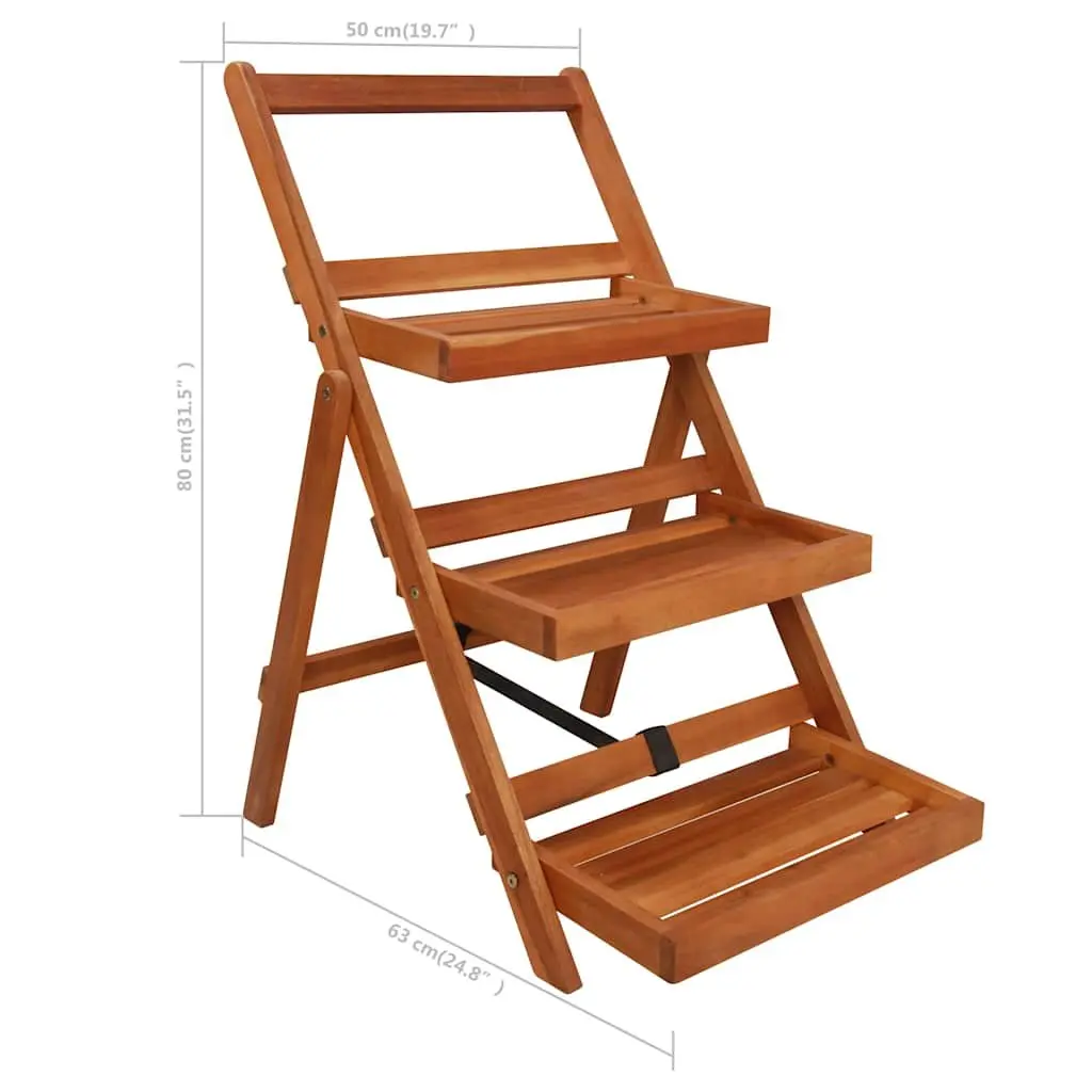 3-Tier Plant Stand Wooden Shelf Display Rack Foldable Garden Home Decor Brown
