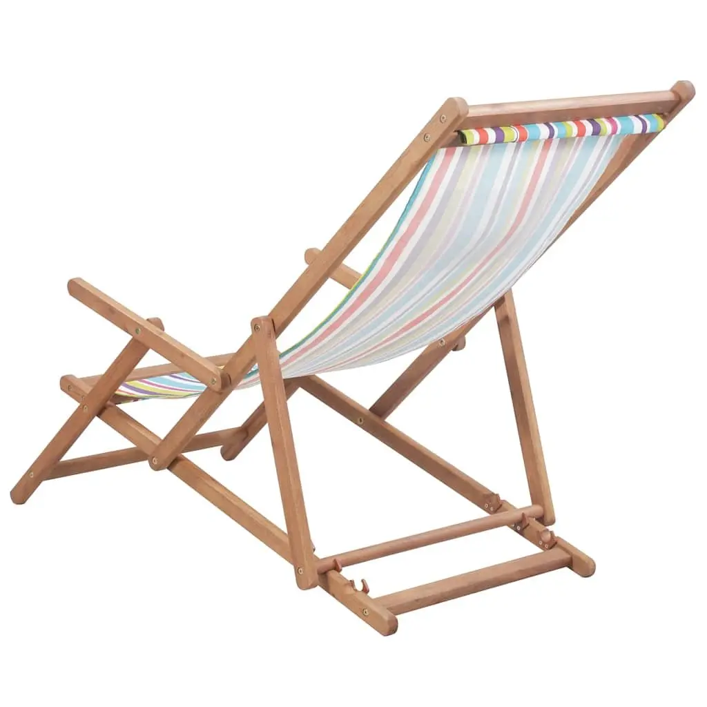 Folding Beach Chair Outdoor Garden Patio Multicolour Wooden Frame 3 Reclining Positions