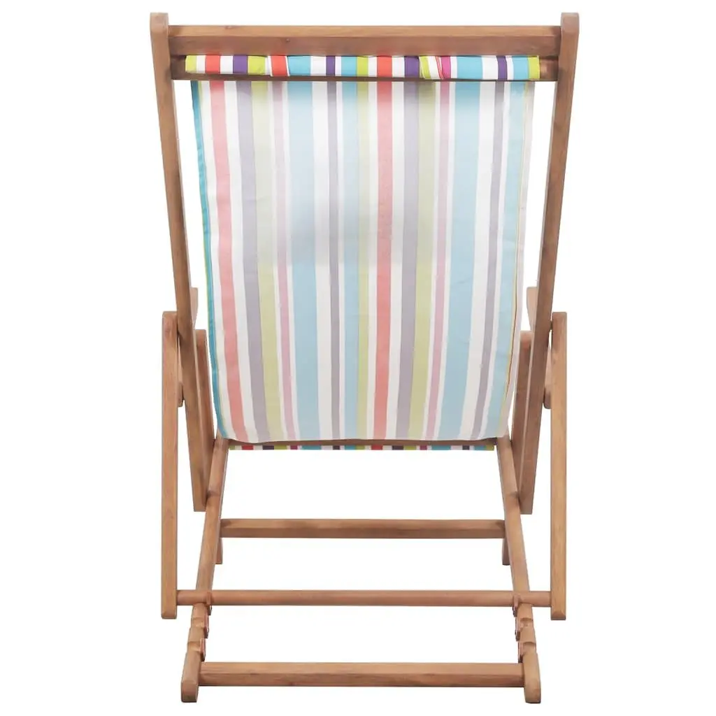 Folding Beach Chair Outdoor Garden Patio Multicolour Wooden Frame 3 Reclining Positions