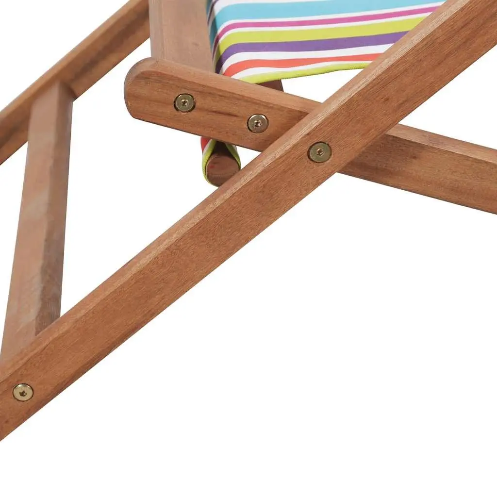 Folding Beach Chair Outdoor Garden Patio Multicolour Wooden Frame 3 Reclining Positions