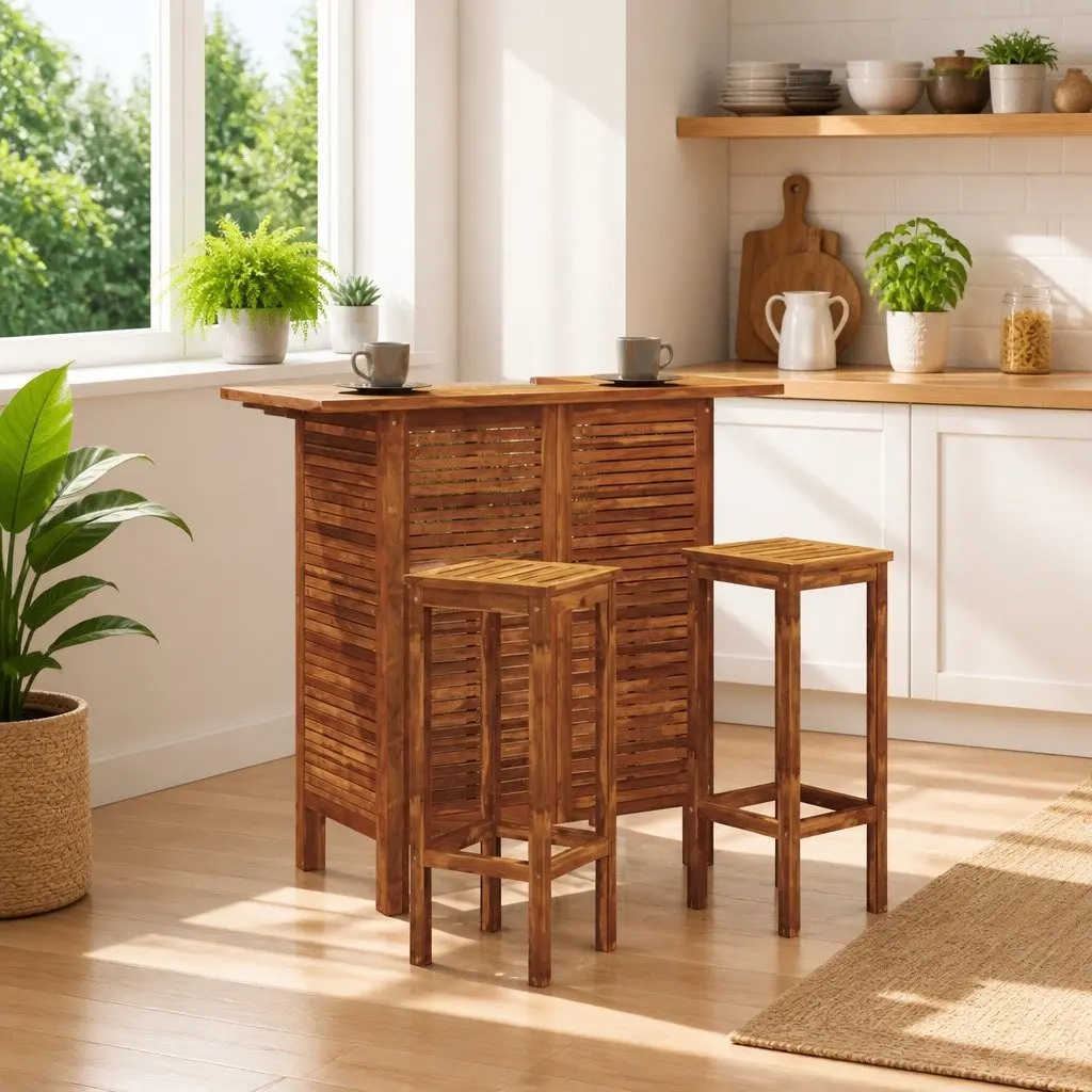 Bar Table Indoor Outdoor 110x50x105 cm Solid Acacia Wood High Dining Furniture