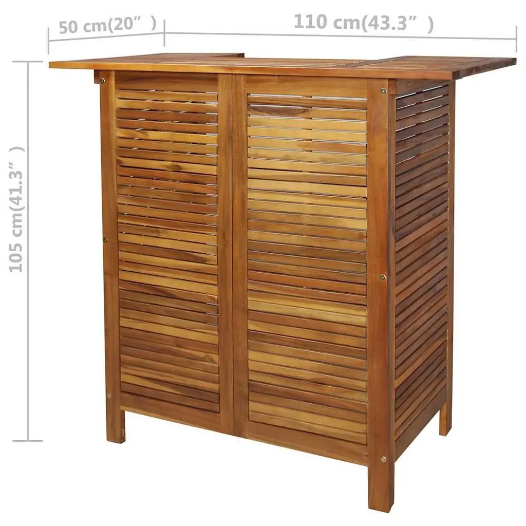 Wooden Bar Set 3 Pieces Indoor Outdoor Brown Acacia Table and Chairs