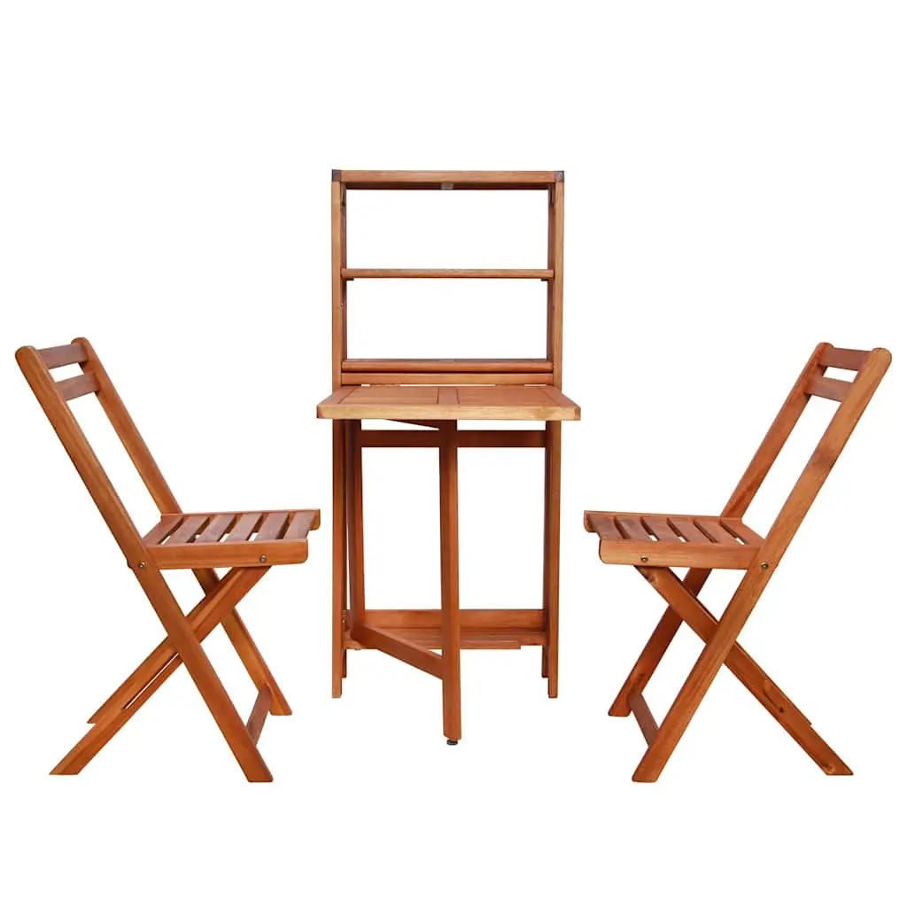 3 Piece Folding Bistro Set with Storage Rack