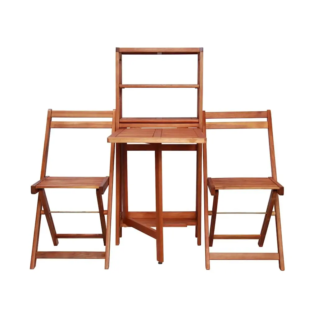 3 Piece Folding Bistro Set with Storage Rack